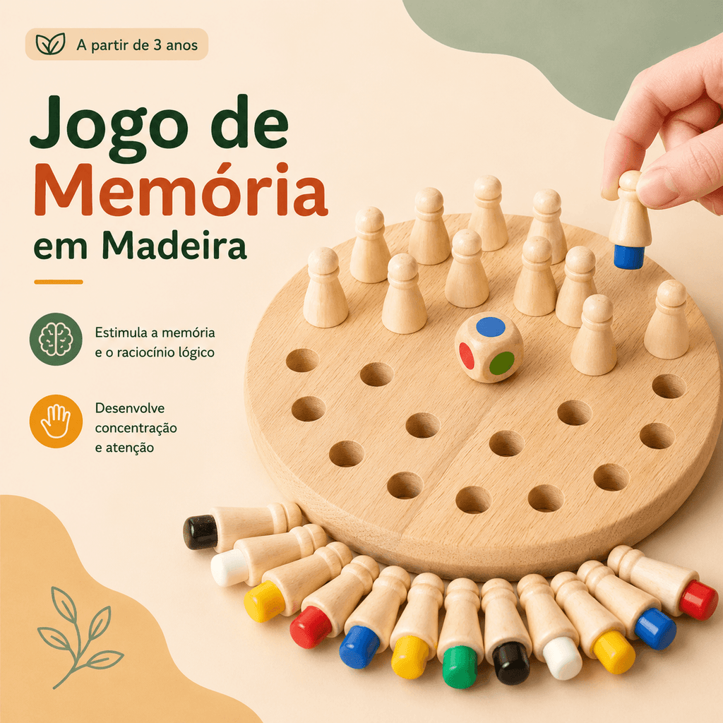 Jogo de Memória em Madeira - Montessori Brinquedos
