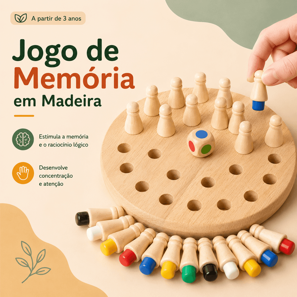 Jogo de Memória em Madeira - Montessori Brinquedos