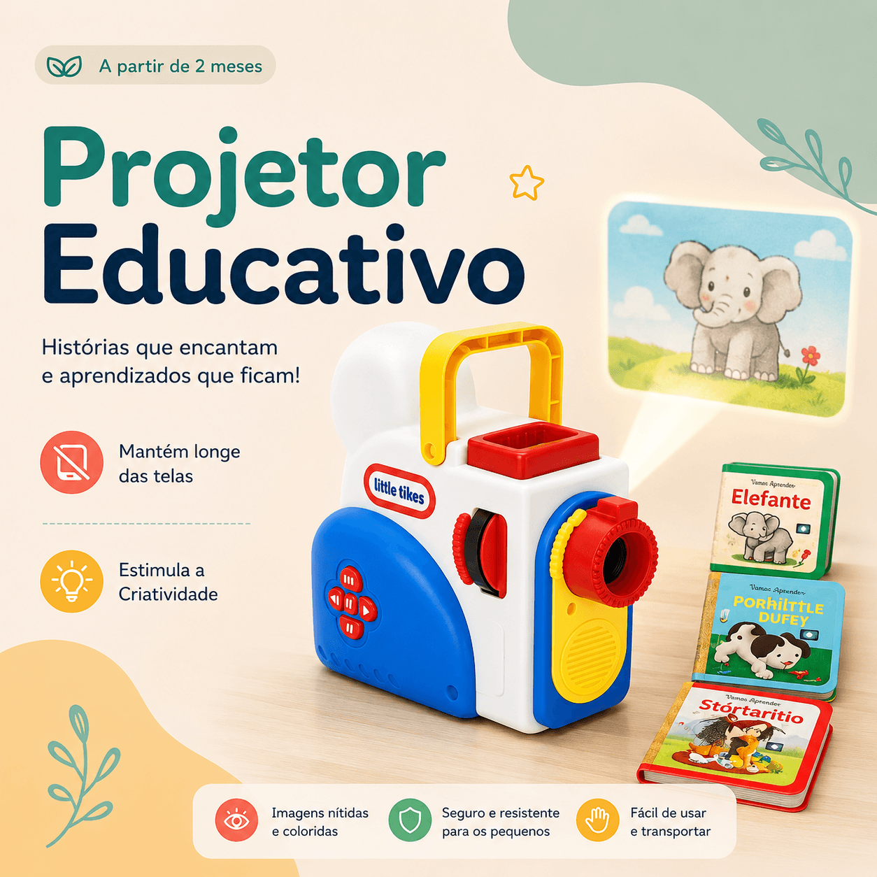 Little Tikes™ - Projetor de Historias Educativas C/ 24 Histórias