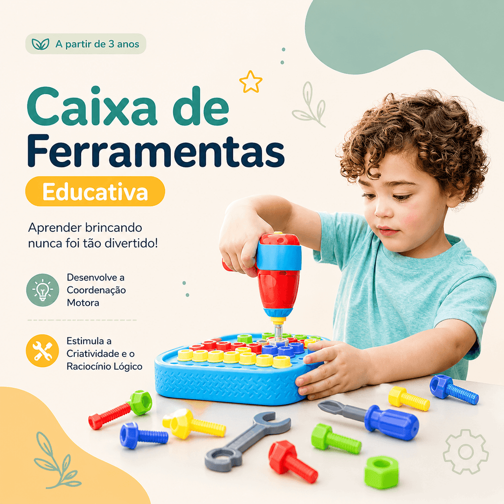 Caixa de Ferramentas Educativa C/ 87 Parafusos