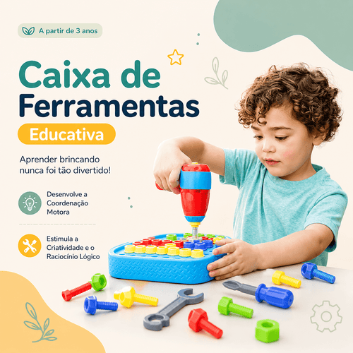 Caixa de Ferramentas Educativa C/ 87 Parafusos