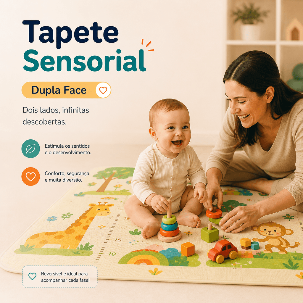 Tapete Sensorial Dupla Face | Conforto e Diversão para Bebês