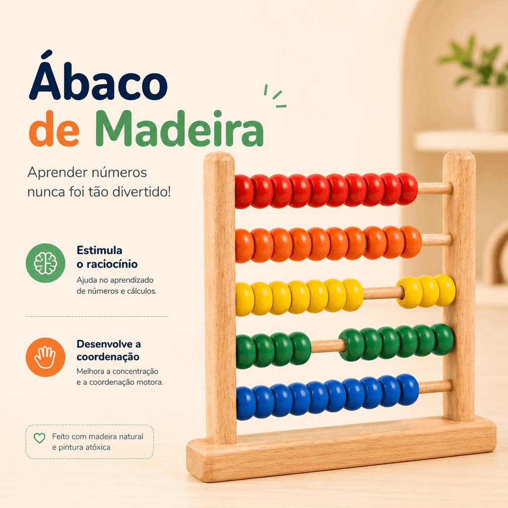 Ábaco de Madeira | Estímulo Montessori para Crianças