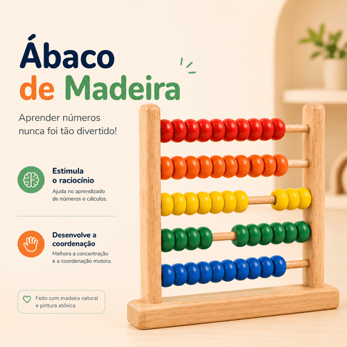 Ábaco de Madeira | Estímulo Montessori para Crianças