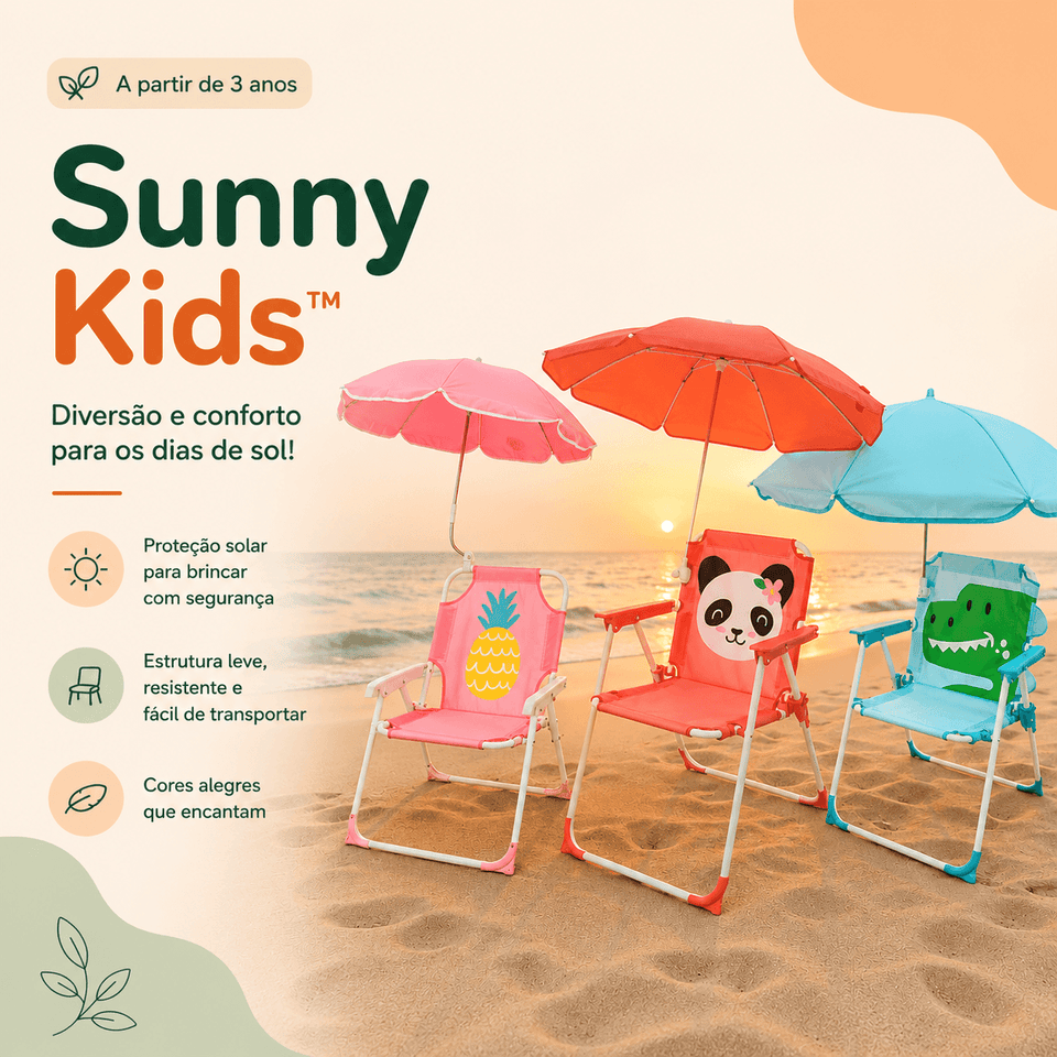 SunnyKids™ | Cadeira Infantil com Guarda-Sol
