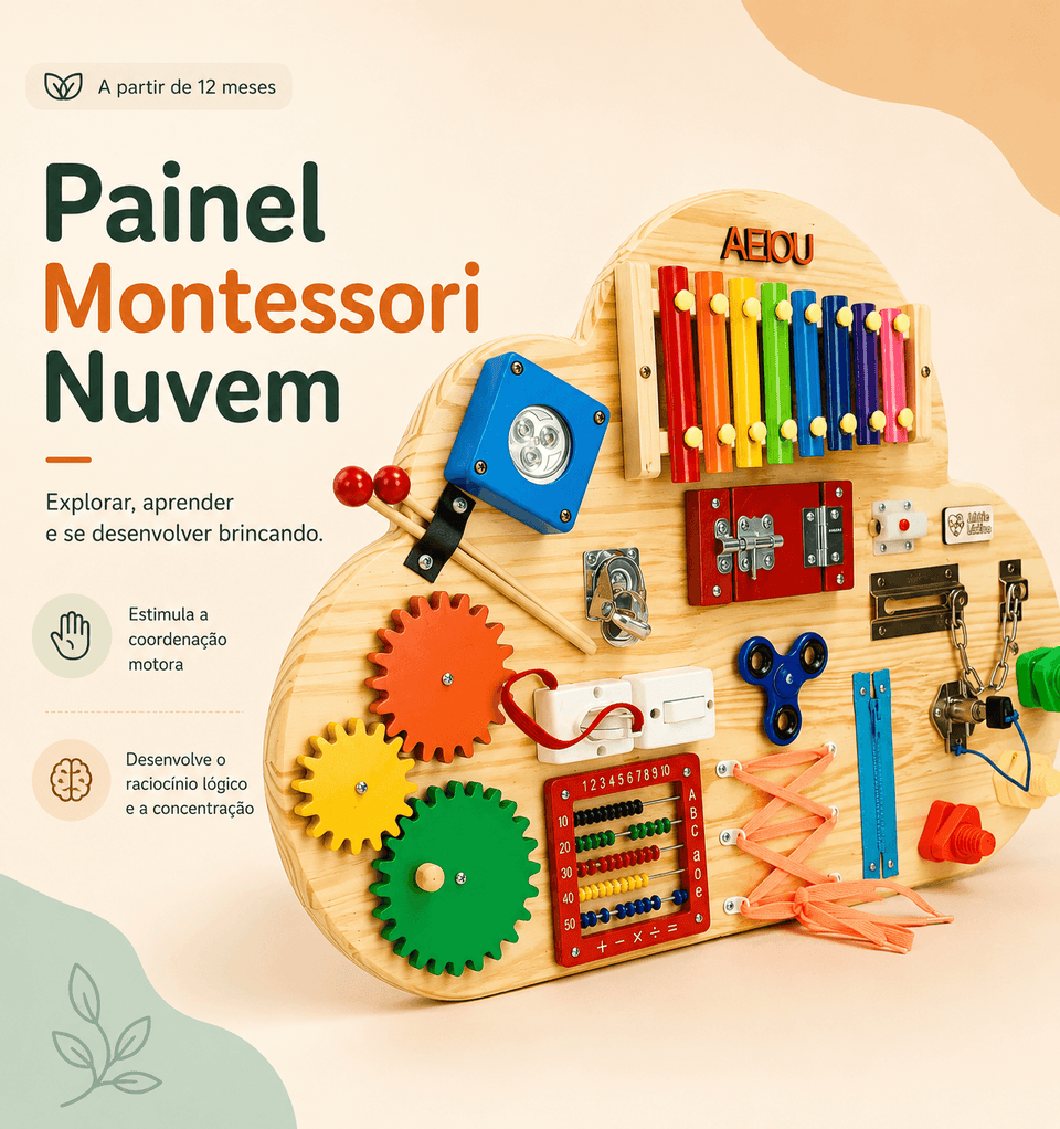 Painel Montessori Nuvem | Estímulo Sensorial & Criatividade